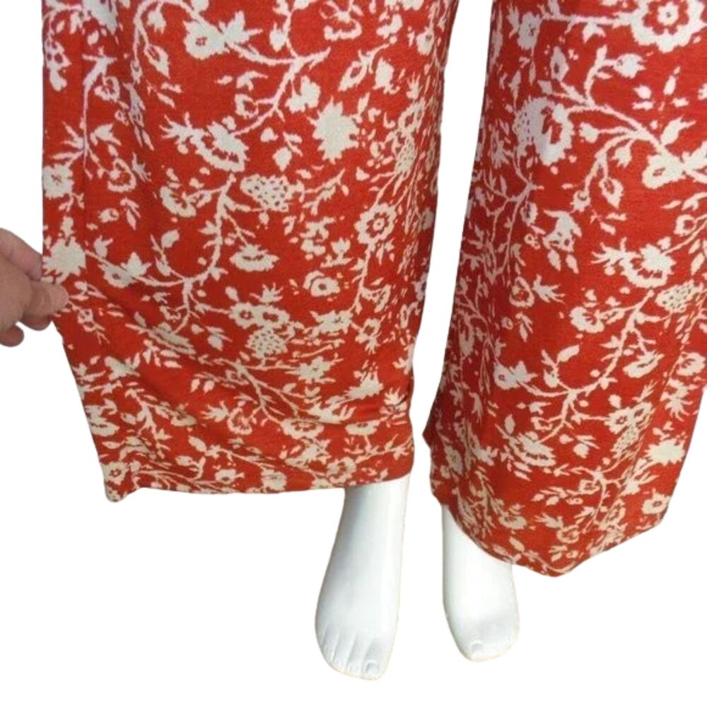 ROBIN PICCONE Jumpsuit, S, Rust Floral, Halter Spaghetti Straps, Wide leg - Picture 12 of 14